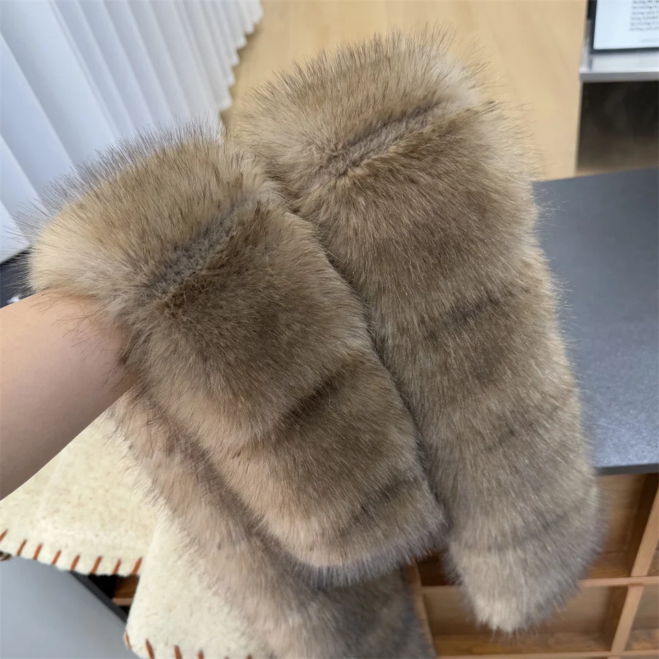 New Winter Imitation Mink Fur Scarfs Women Warm Fluffy Faux Fur Scart Women Luxury Wrap Korea Fashion Versatile Long Scarves