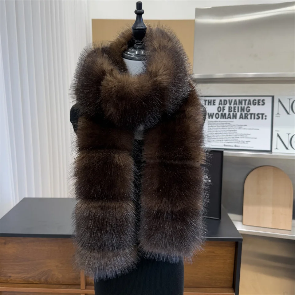 New Winter Imitation Mink Fur Scarfs Women Warm Fluffy Faux Fur Scart Women Luxury Wrap Korea Fashion Versatile Long Scarves