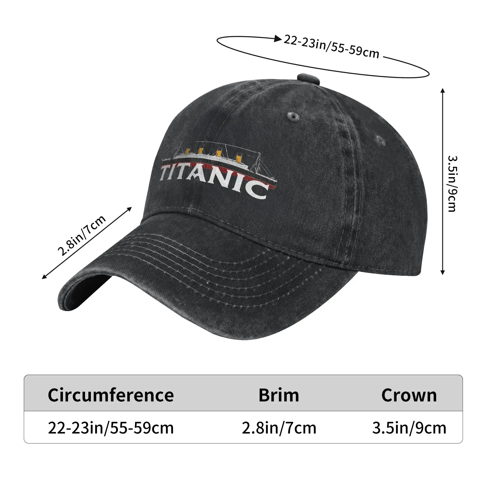 Classic Titanic Ship 1912 Atlantic Ocean Sink Sea Disaster Poster Baseball Cap for Men Distressed Denim Washed Headwear Hats Cap