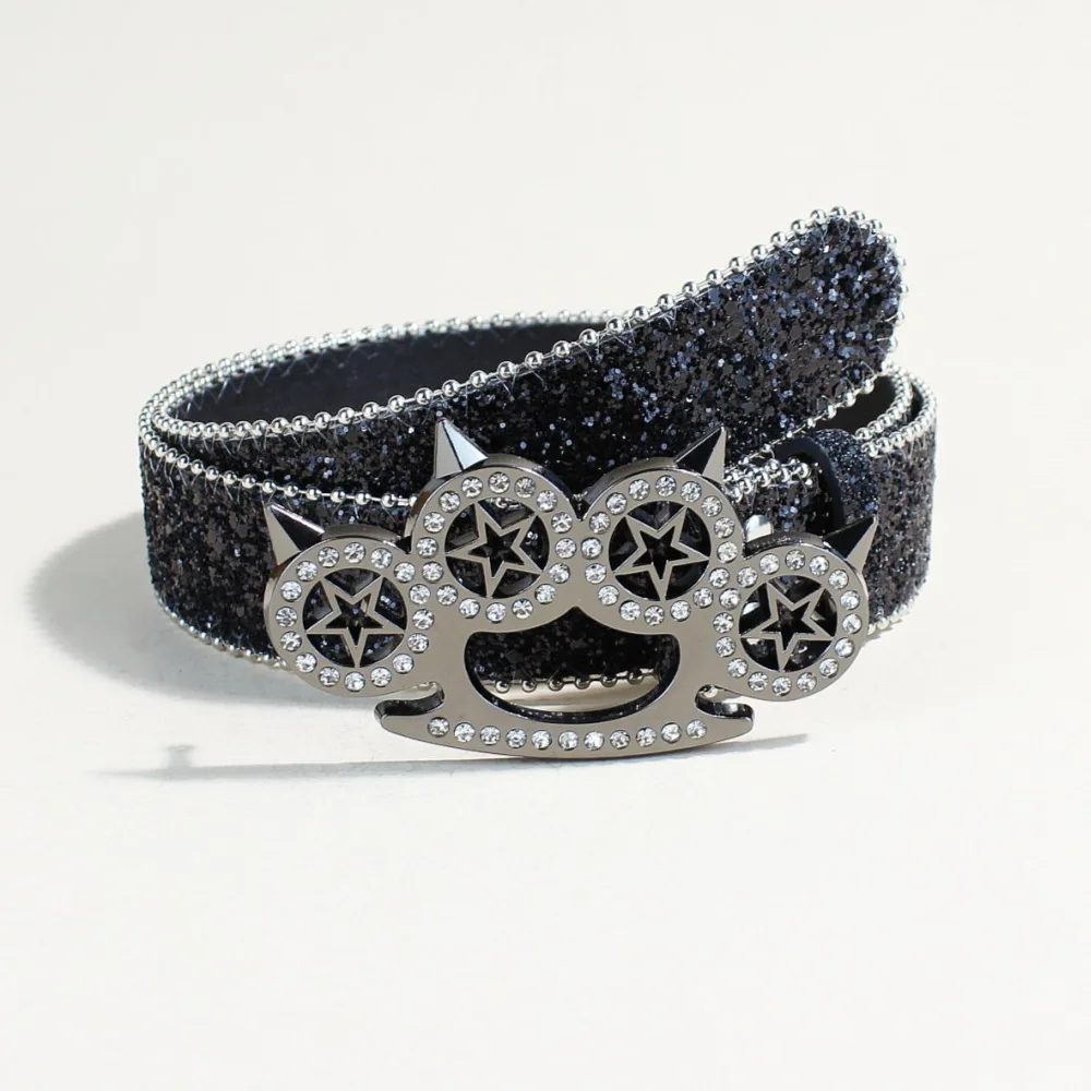 Original rhinestone tiger claw buckle belt Y2K shiny series punk decoration women belt Yabi decorative belt women wholesale