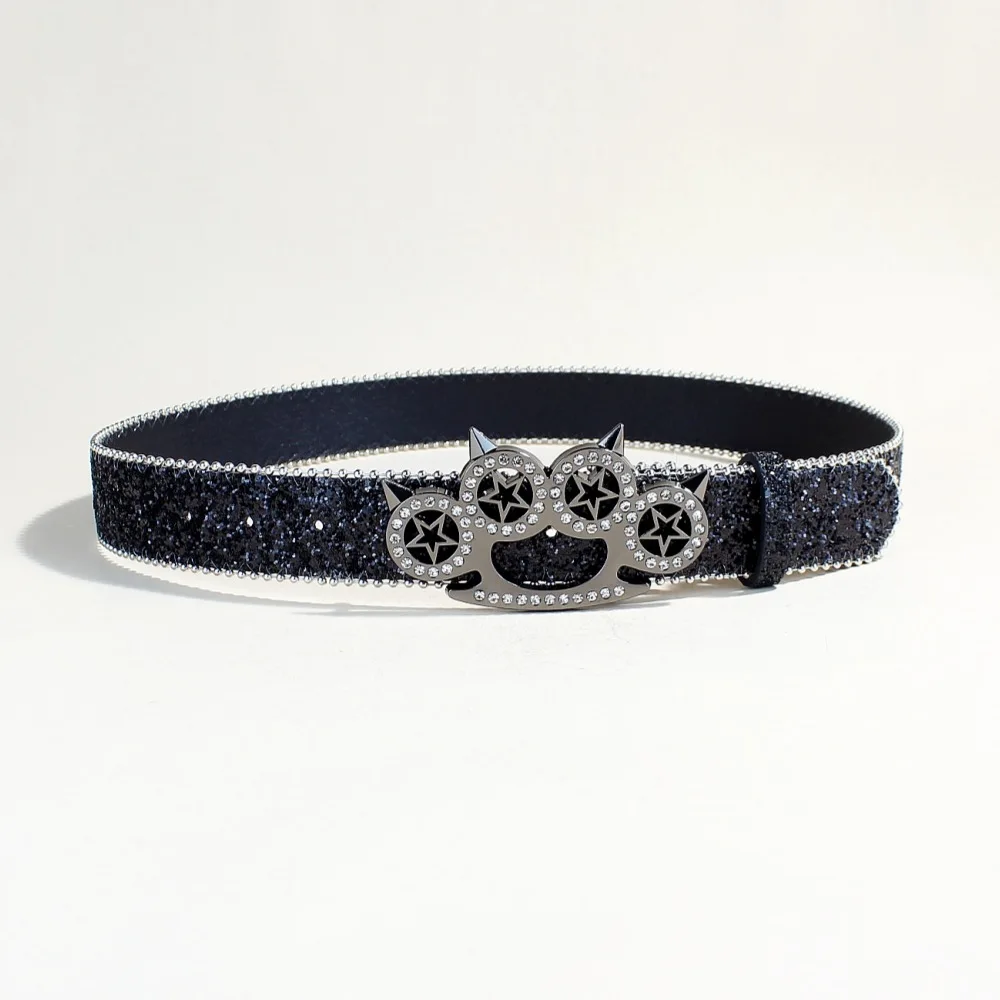 Original rhinestone tiger claw buckle belt Y2K shiny series punk decoration women belt Yabi decorative belt women wholesale
