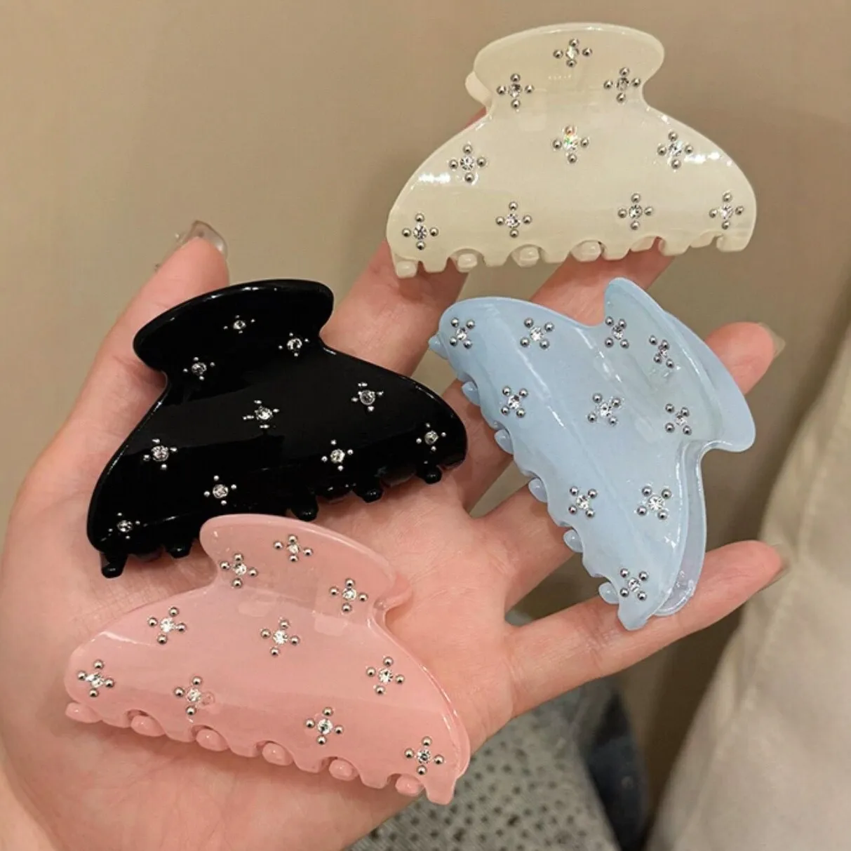 Korean rhinestone hair claw clip elegant versatile hairpin half updo shark clip hair accessories new trendy
