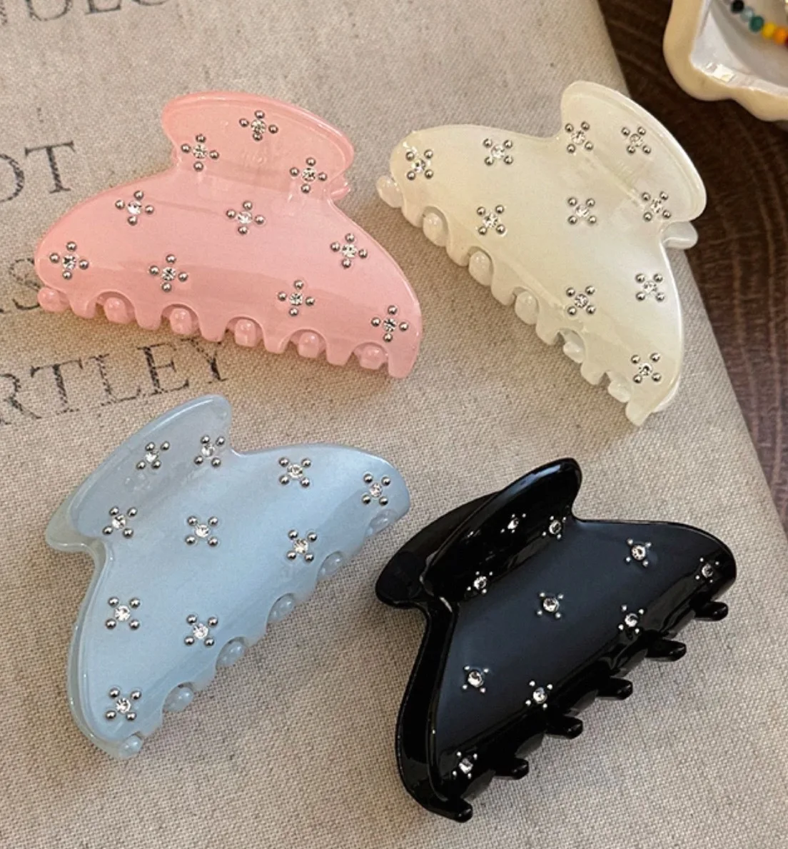 Korean rhinestone hair claw clip elegant versatile hairpin half updo shark clip hair accessories new trendy