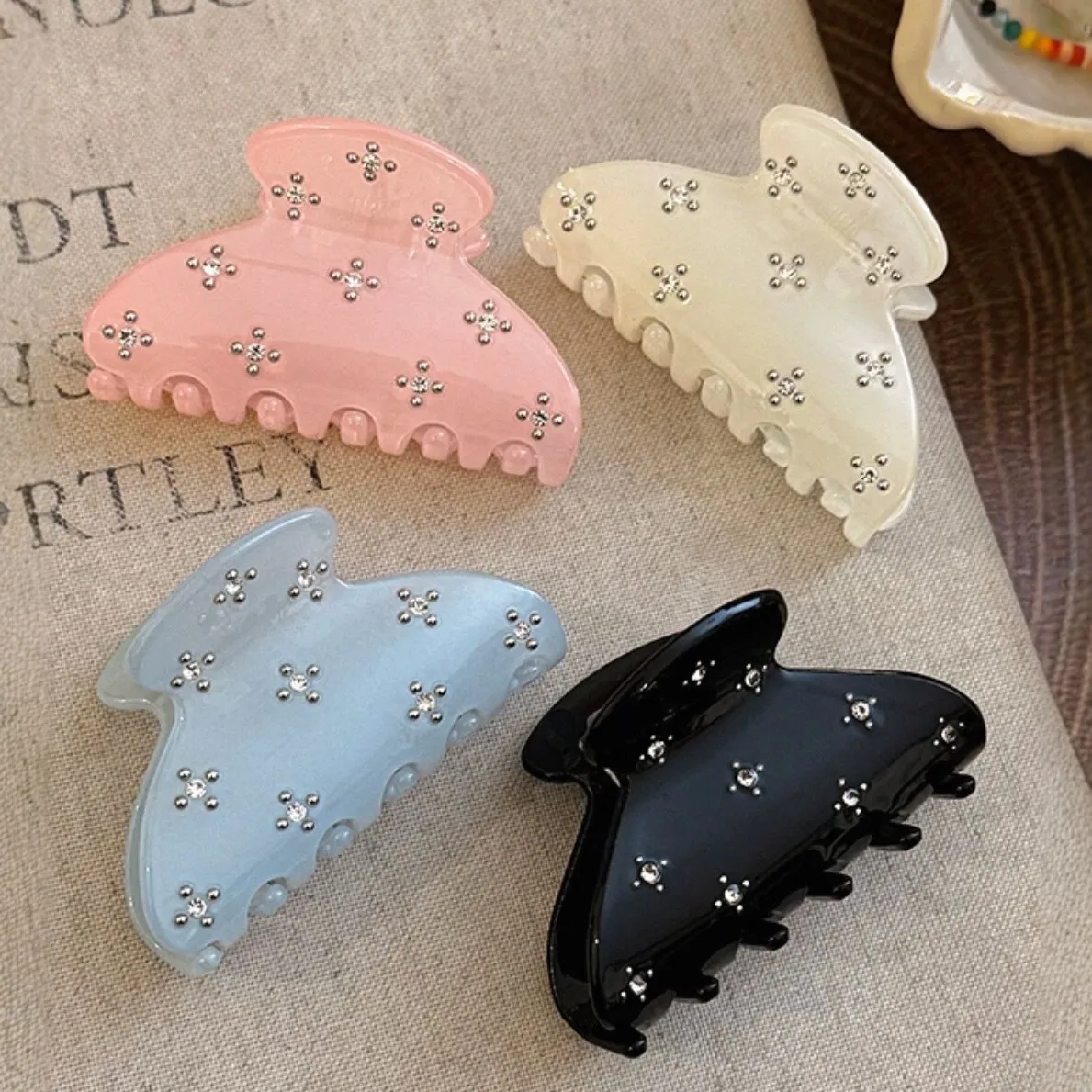 Korean rhinestone hair claw clip elegant versatile hairpin half updo shark clip hair accessories new trendy