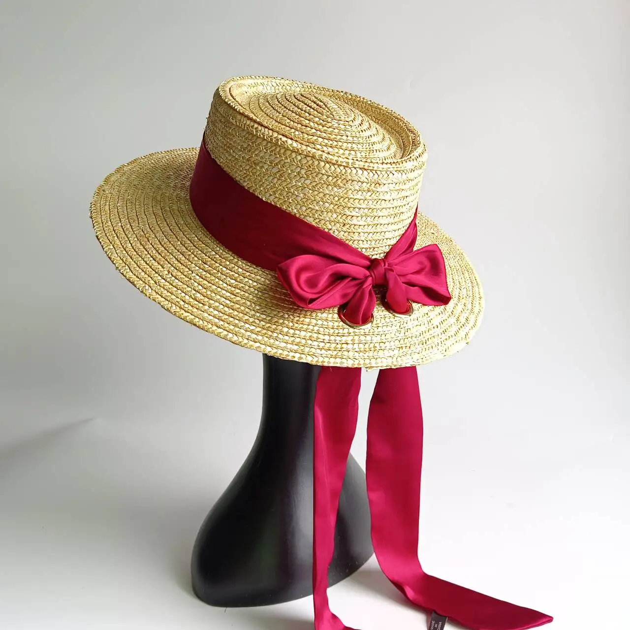 Summer Straw Hat with Red Streamers Delicate weaving Straw Hat Webbing ribbon hat sombreros Beach Hat sombreros para mujer