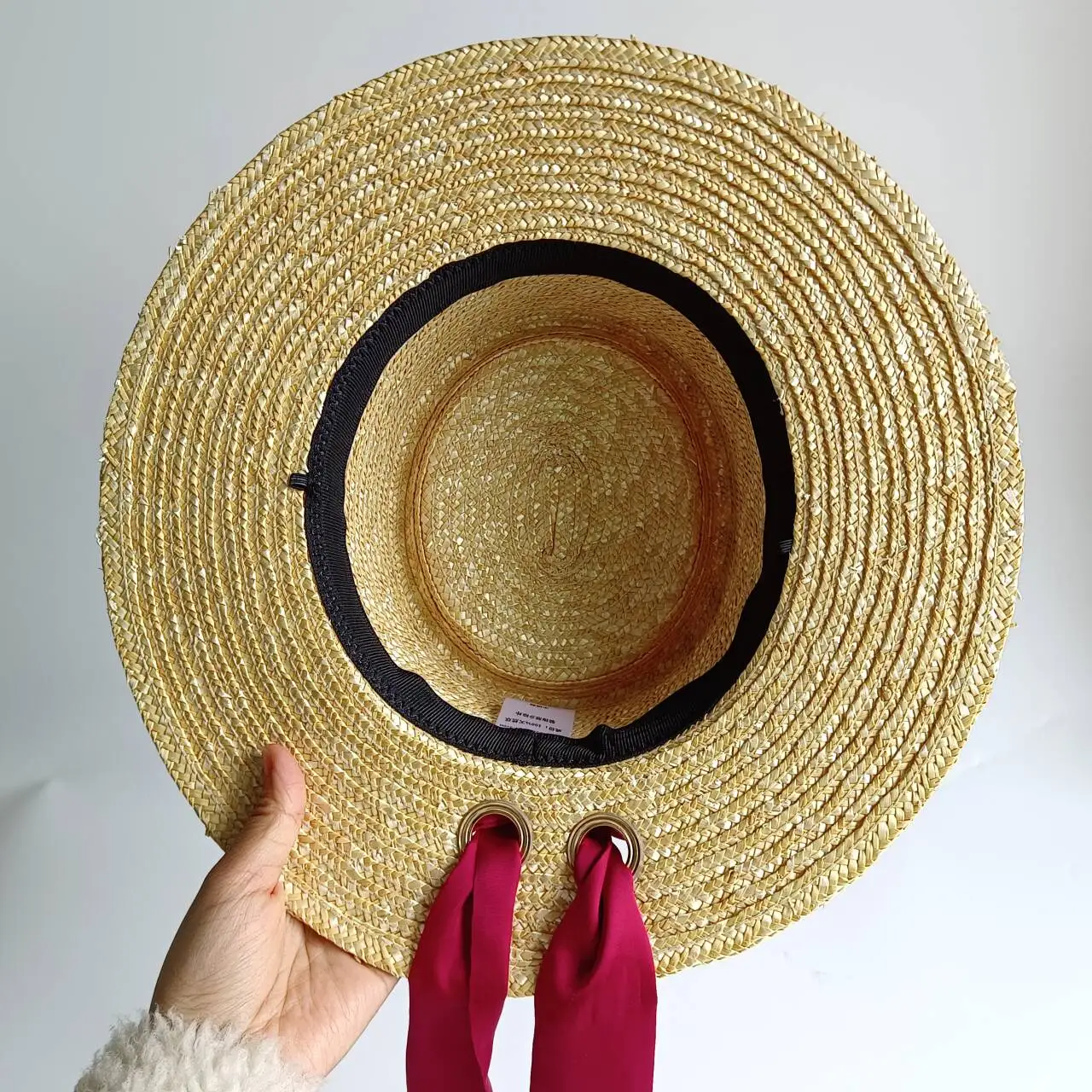 Summer Straw Hat with Red Streamers Delicate weaving Straw Hat Webbing ribbon hat sombreros Beach Hat sombreros para mujer