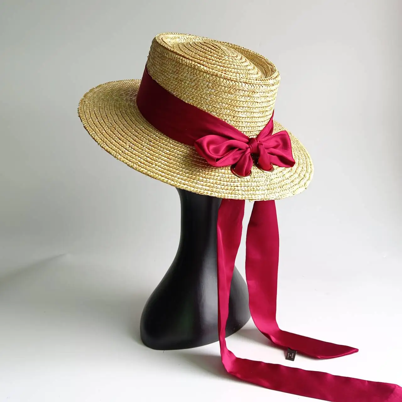 Summer Straw Hat with Red Streamers Delicate weaving Straw Hat Webbing ribbon hat sombreros Beach Hat sombreros para mujer
