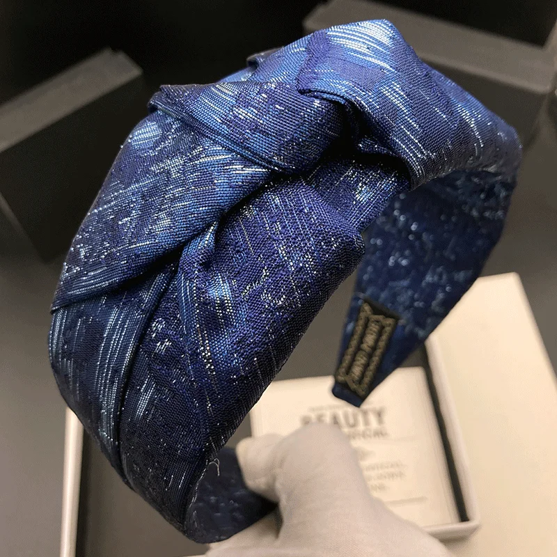 Light Luxury Blue Hairpin Hair Band Women's Fashion New High Skull Top Headdress Wide Edge Pressure Hair Wash Headband