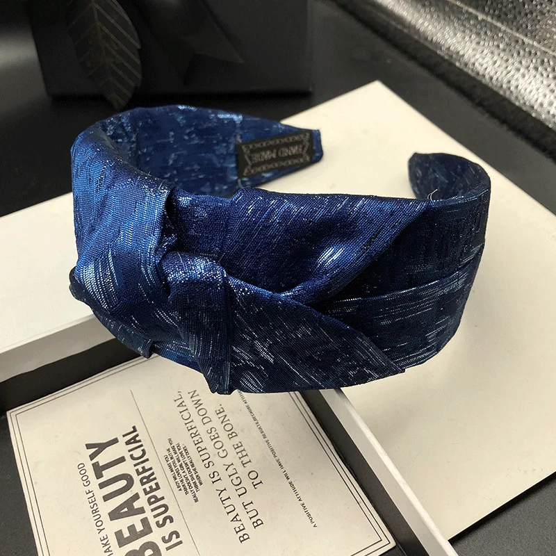 Light Luxury Blue Hairpin Hair Band Women's Fashion New High Skull Top Headdress Wide Edge Pressure Hair Wash Headband