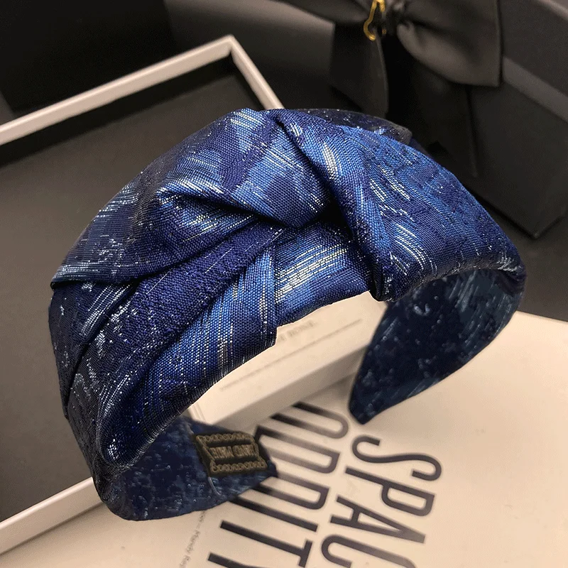 Light Luxury Blue Hairpin Hair Band Women's Fashion New High Skull Top Headdress Wide Edge Pressure Hair Wash Headband