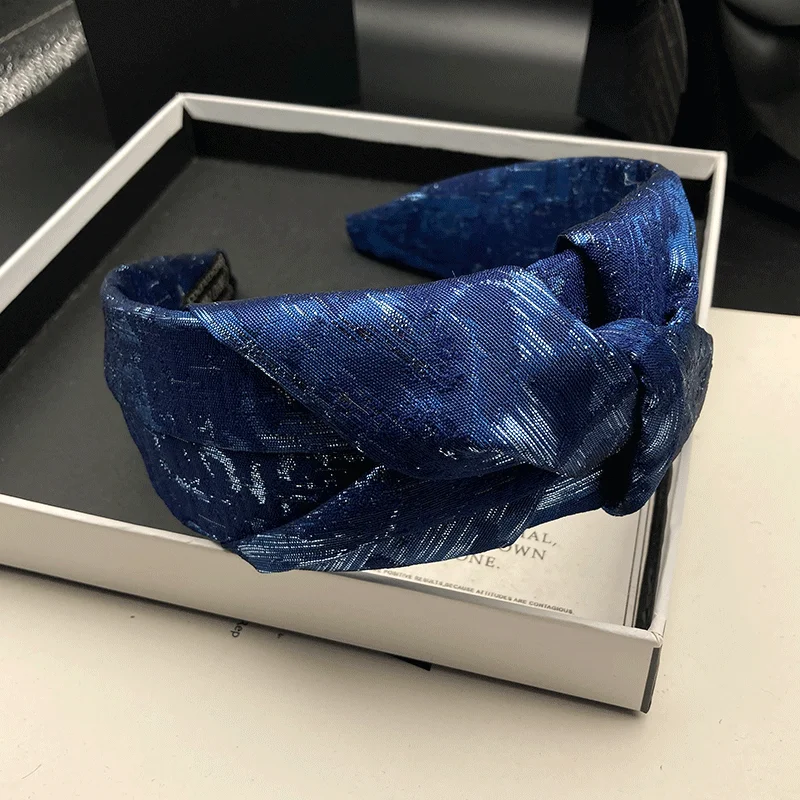 Light Luxury Blue Hairpin Hair Band Women's Fashion New High Skull Top Headdress Wide Edge Pressure Hair Wash Headband