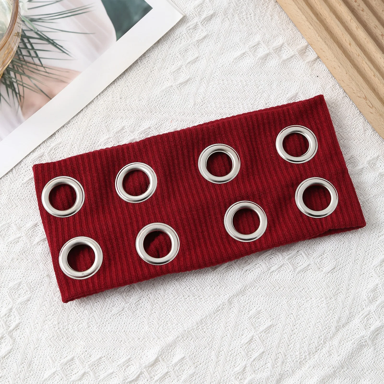 1PC Black Metal Eyelet Headband For Women Punk Rock Style Gold Grommet Hair Hoop Fashion Y2K Hair Accessory For Party&Streetwear