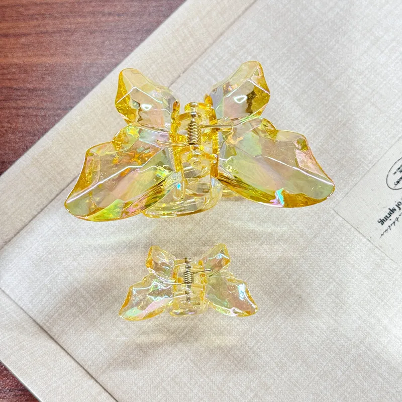 Women's Hair Claw Clips Korean Butterfly Sweet Kawaii Fashionable Transparent Hair Grab High-quality Hair Accessories For Girl