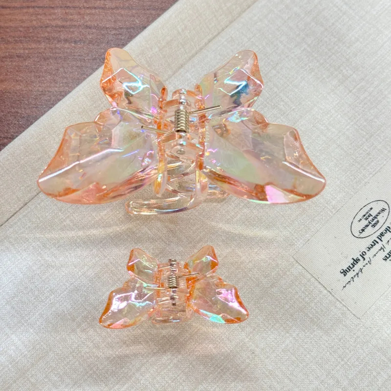 Women's Hair Claw Clips Korean Butterfly Sweet Kawaii Fashionable Transparent Hair Grab High-quality Hair Accessories For Girl