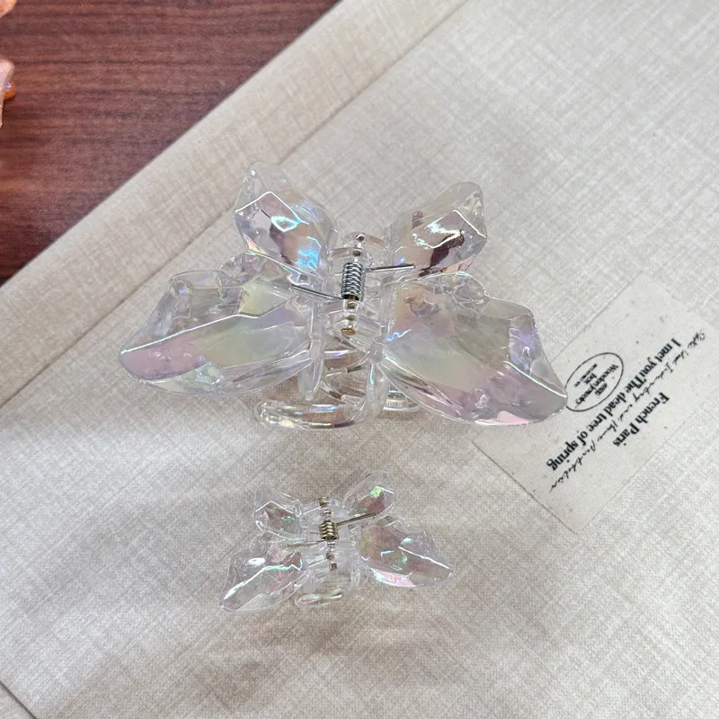 Women's Hair Claw Clips Korean Butterfly Sweet Kawaii Fashionable Transparent Hair Grab High-quality Hair Accessories For Girl