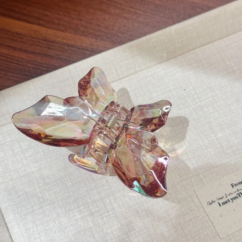 Women's Hair Claw Clips Korean Butterfly Sweet Kawaii Fashionable Transparent Hair Grab High-quality Hair Accessories For Girl
