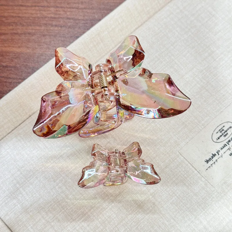 Women's Hair Claw Clips Korean Butterfly Sweet Kawaii Fashionable Transparent Hair Grab High-quality Hair Accessories For Girl