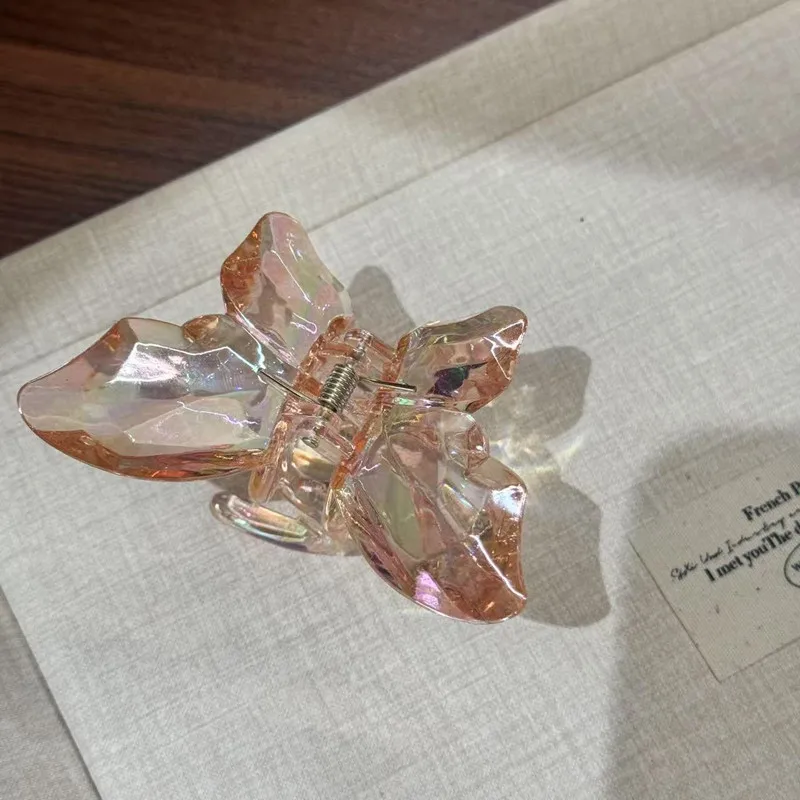 Women's Hair Claw Clips Korean Butterfly Sweet Kawaii Fashionable Transparent Hair Grab High-quality Hair Accessories For Girl