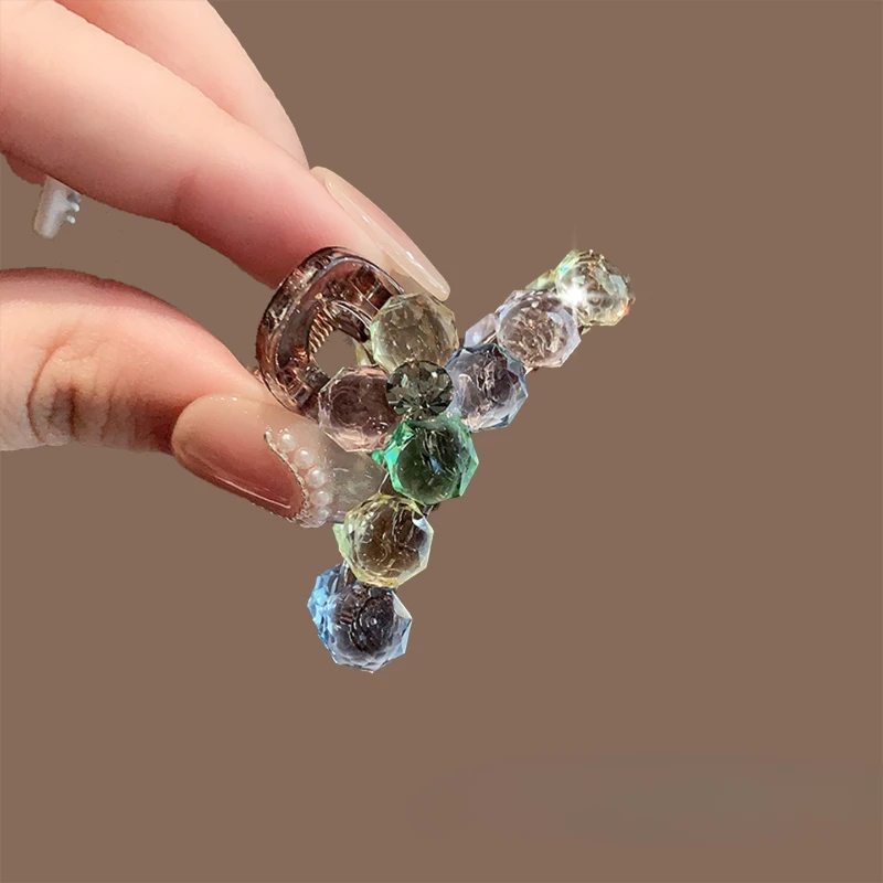 Colorful Crystal Mini Hair Claw Set: Lightweight Side Clips for Half-Up Style, Sweet & Versatile