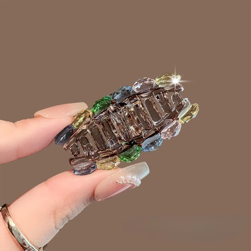 Colorful Crystal Mini Hair Claw Set: Lightweight Side Clips for Half-Up Style, Sweet & Versatile