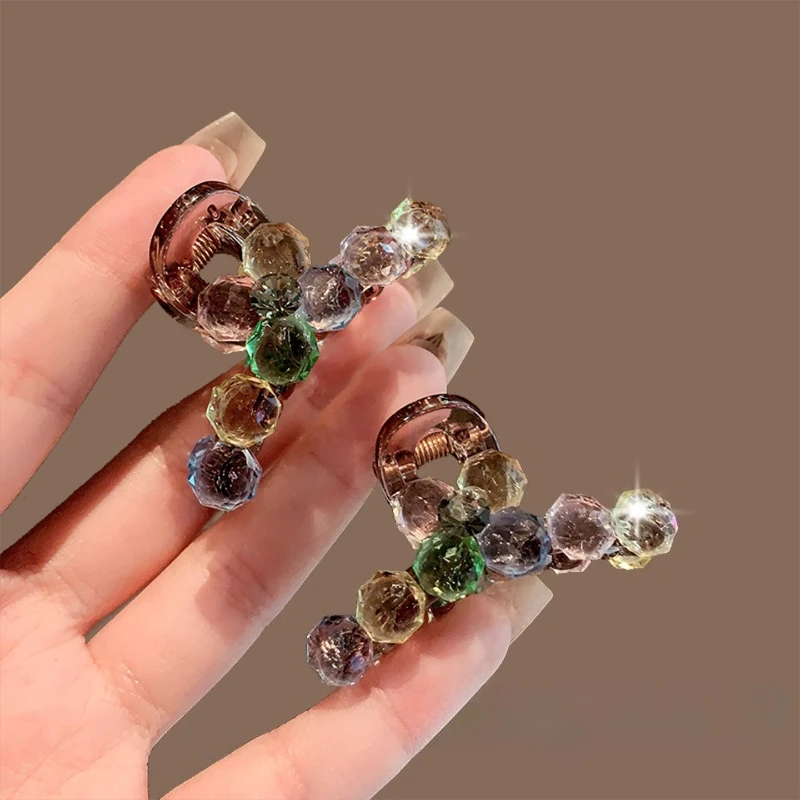 Colorful Crystal Mini Hair Claw Set: Lightweight Side Clips for Half-Up Style, Sweet & Versatile