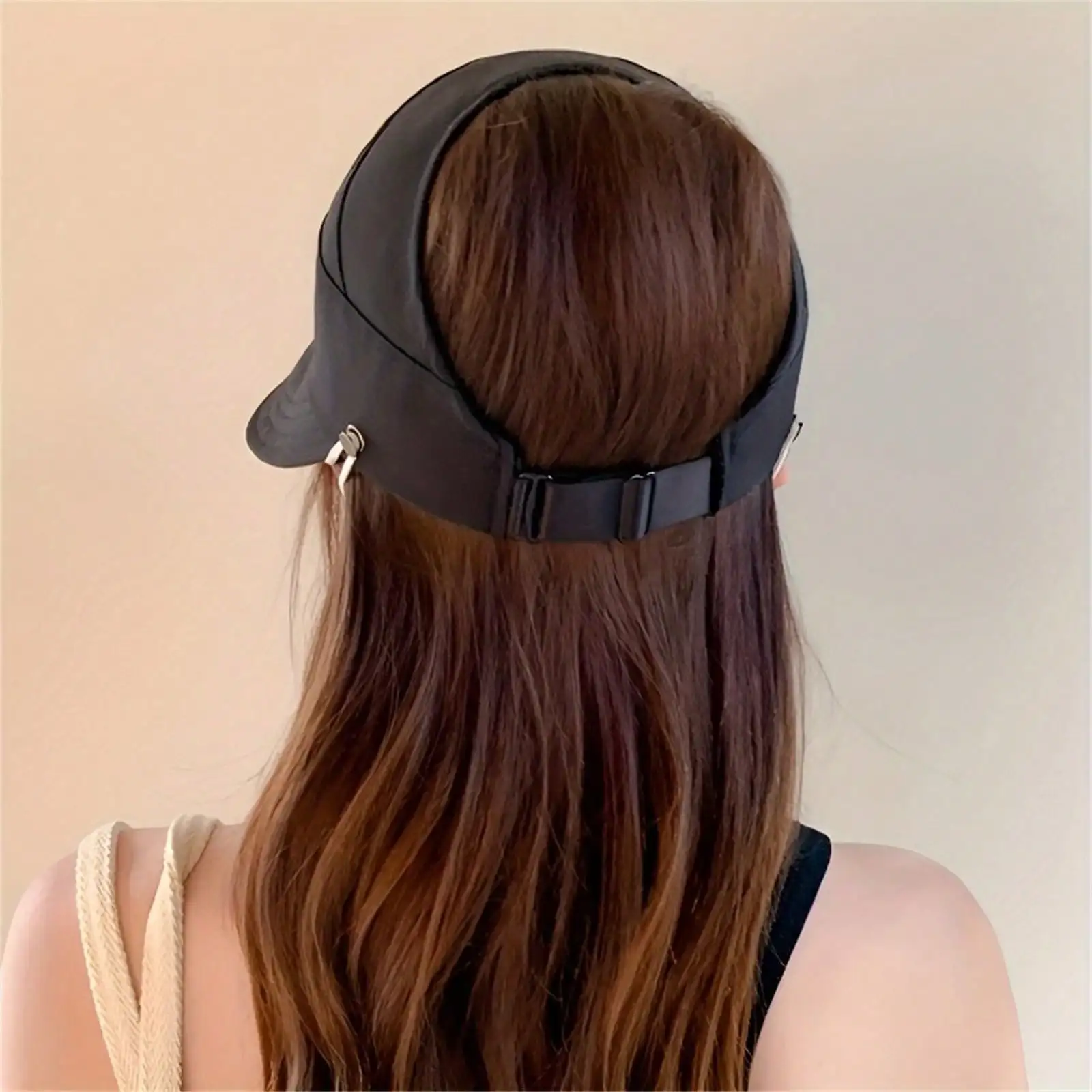 1pc Breathable Women's Sun Hat With Wide Brim, UV Protection, Open-Top Peaked Visor For Ponytails