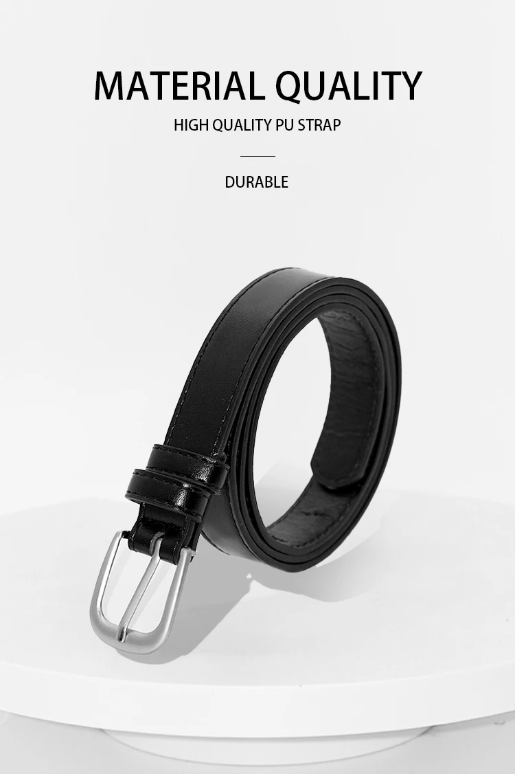 Women's Leather Belt with silver Buckle Fashion Casual Waist Belt for Jeans Pants and Dresses Stylish Adjustable Lady Belt