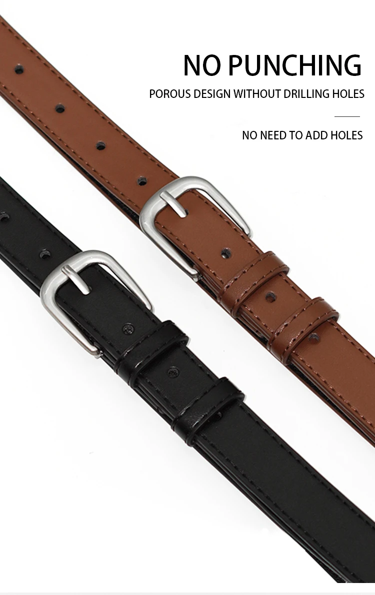Women's Leather Belt with silver Buckle Fashion Casual Waist Belt for Jeans Pants and Dresses Stylish Adjustable Lady Belt