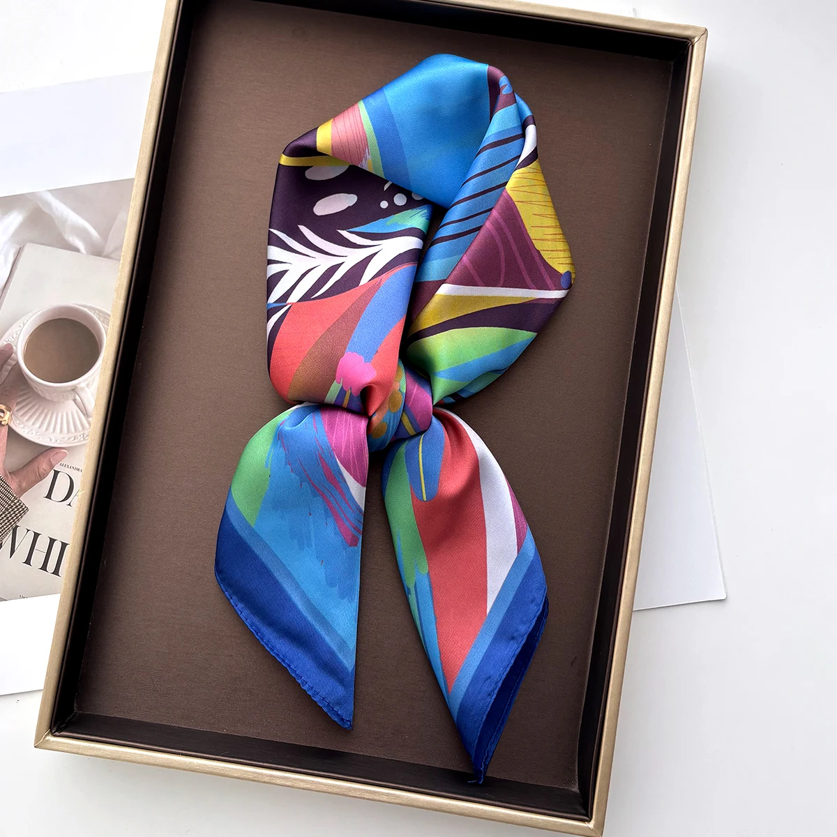 Luxury Printed Square Scarf Soft Satin Imitation Silk Scarves For Women Bandanas Elegant Hijab Neckerchief Shawl Wraps