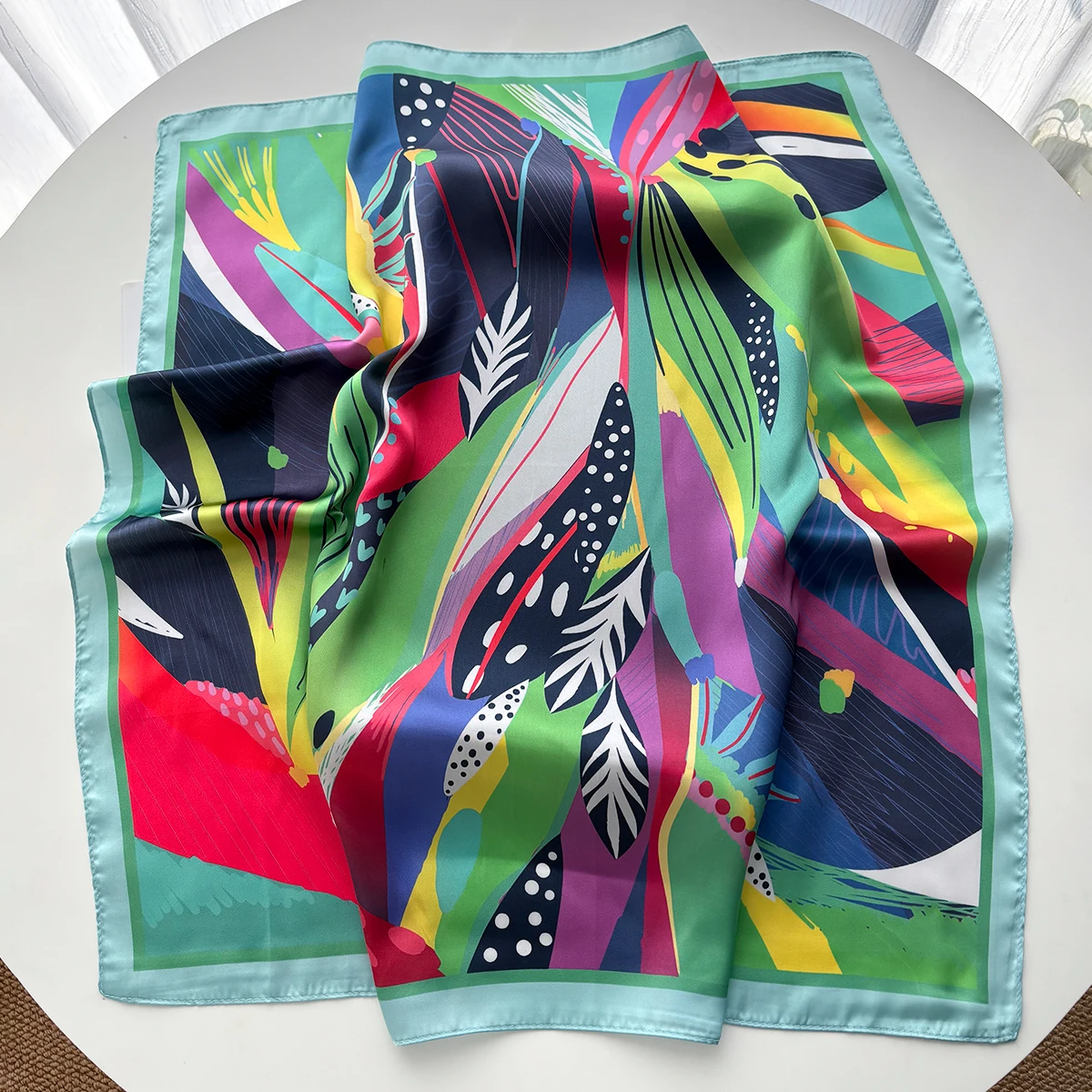 Luxury Printed Square Scarf Soft Satin Imitation Silk Scarves For Women Bandanas Elegant Hijab Neckerchief Shawl Wraps