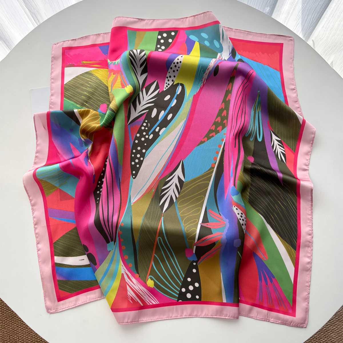 Luxury Printed Square Scarf Soft Satin Imitation Silk Scarves For Women Bandanas Elegant Hijab Neckerchief Shawl Wraps