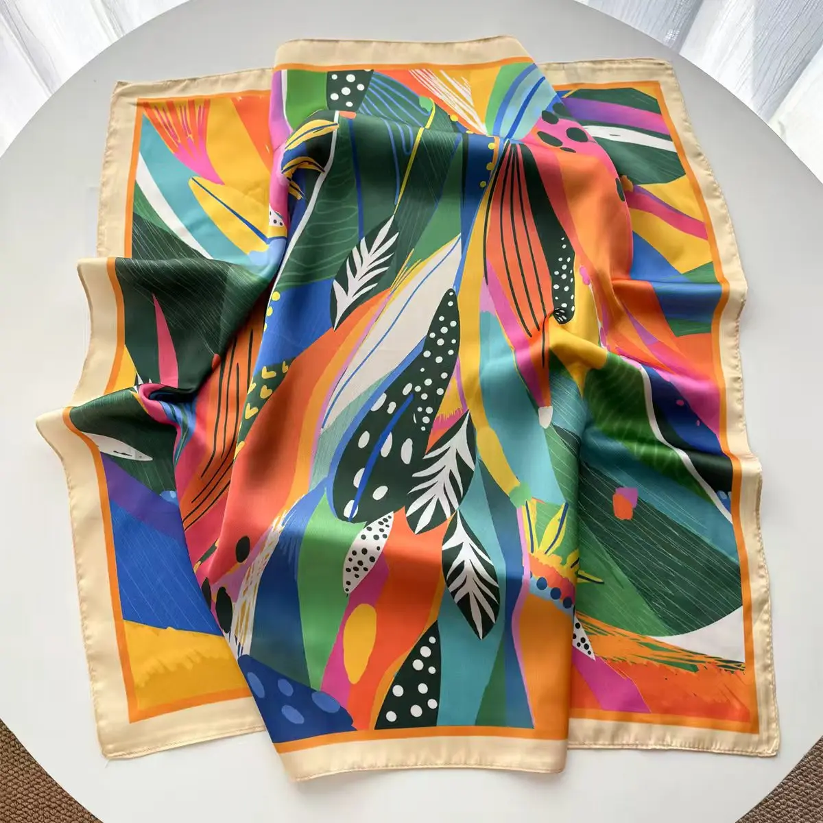Luxury Printed Square Scarf Soft Satin Imitation Silk Scarves For Women Bandanas Elegant Hijab Neckerchief Shawl Wraps