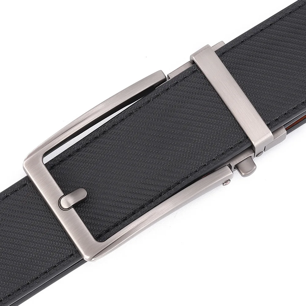 Automatic Buckle Adjustable Waistband Fashion No Holes Waist Straps for Formal Daily Wear Premium Cowhider Ratchet Belt for Men
