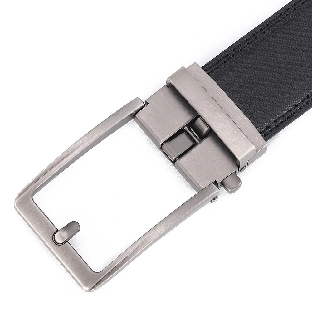 Automatic Buckle Adjustable Waistband Fashion No Holes Waist Straps for Formal Daily Wear Premium Cowhider Ratchet Belt for Men