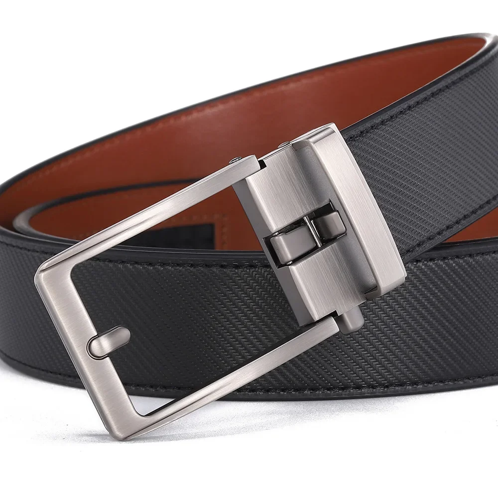 Automatic Buckle Adjustable Waistband Fashion No Holes Waist Straps for Formal Daily Wear Premium Cowhider Ratchet Belt for Men