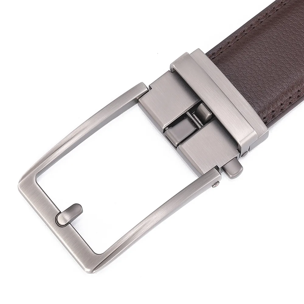 Automatic Buckle Adjustable Waistband Fashion No Holes Waist Straps for Formal Daily Wear Premium Cowhider Ratchet Belt for Men