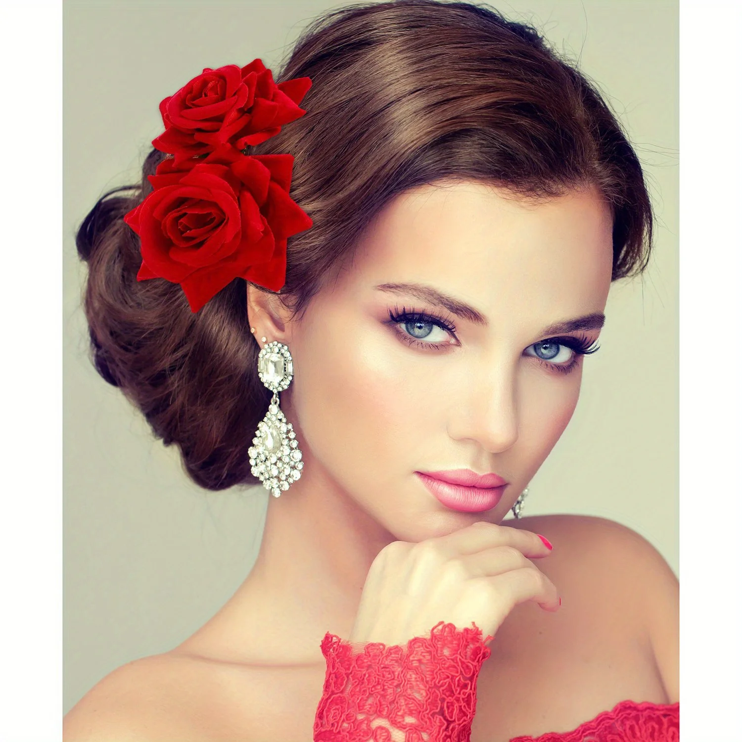1pack Rose Flower Hair Clip | Women Rose Side Combs Flamenco Flowers for Day of The Dead Costumes Mexican Hair Accessories