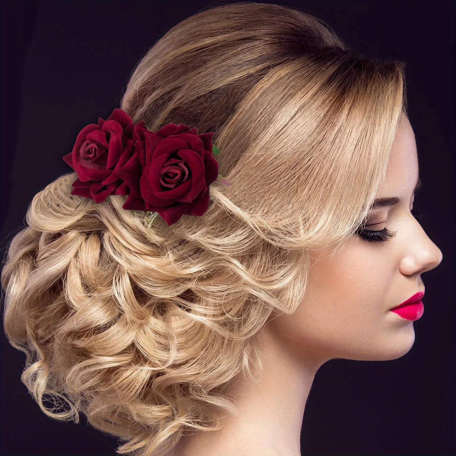 1pack Rose Flower Hair Clip | Women Rose Side Combs Flamenco Flowers for Day of The Dead Costumes Mexican Hair Accessories