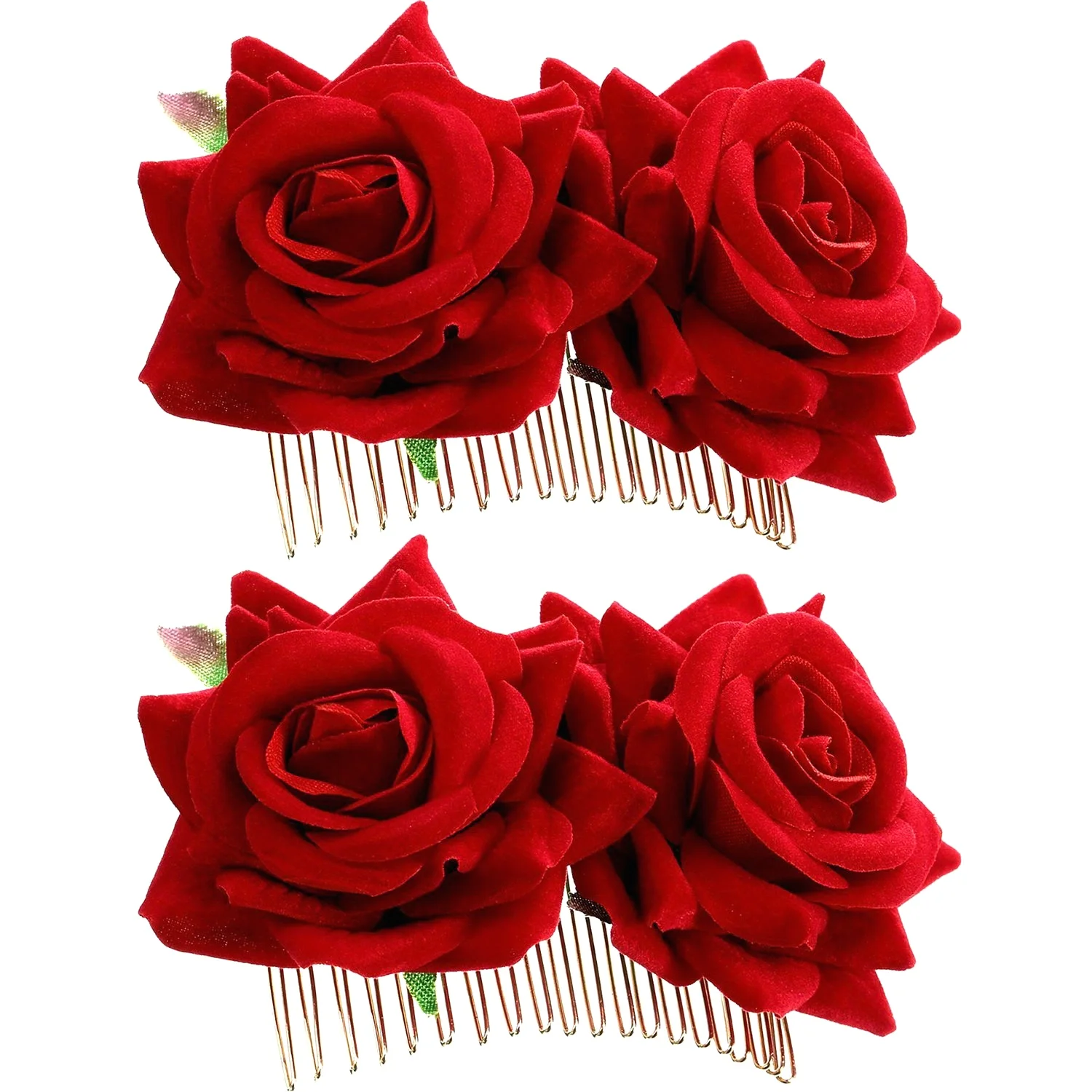 1pack Rose Flower Hair Clip | Women Rose Side Combs Flamenco Flowers for Day of The Dead Costumes Mexican Hair Accessories