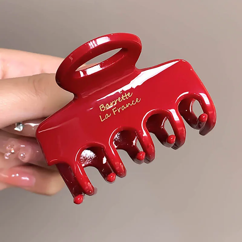 Red Acetate Hair Crabs 5.5cm Long Hair Clips for Girls And Women Korean Fashion Tie up Hair Accessories