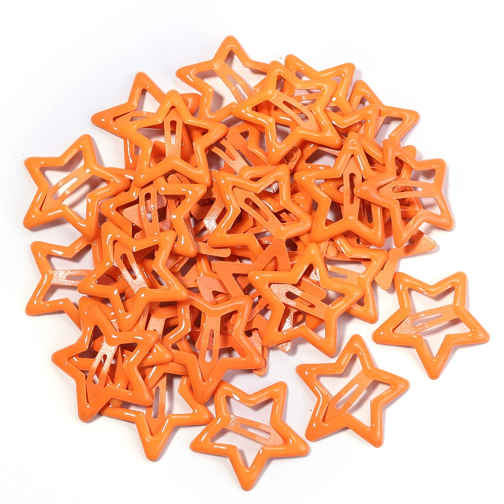 50pcs/lot Y2K Star BB Hair Clips Metal Colored Pentagram Snap Hairpins Barrette For DIY Girls Headwear Hairclip Hair Accessories