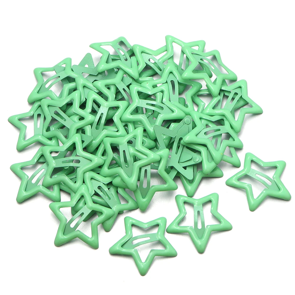 50pcs/lot Y2K Star BB Hair Clips Metal Colored Pentagram Snap Hairpins Barrette For DIY Girls Headwear Hairclip Hair Accessories