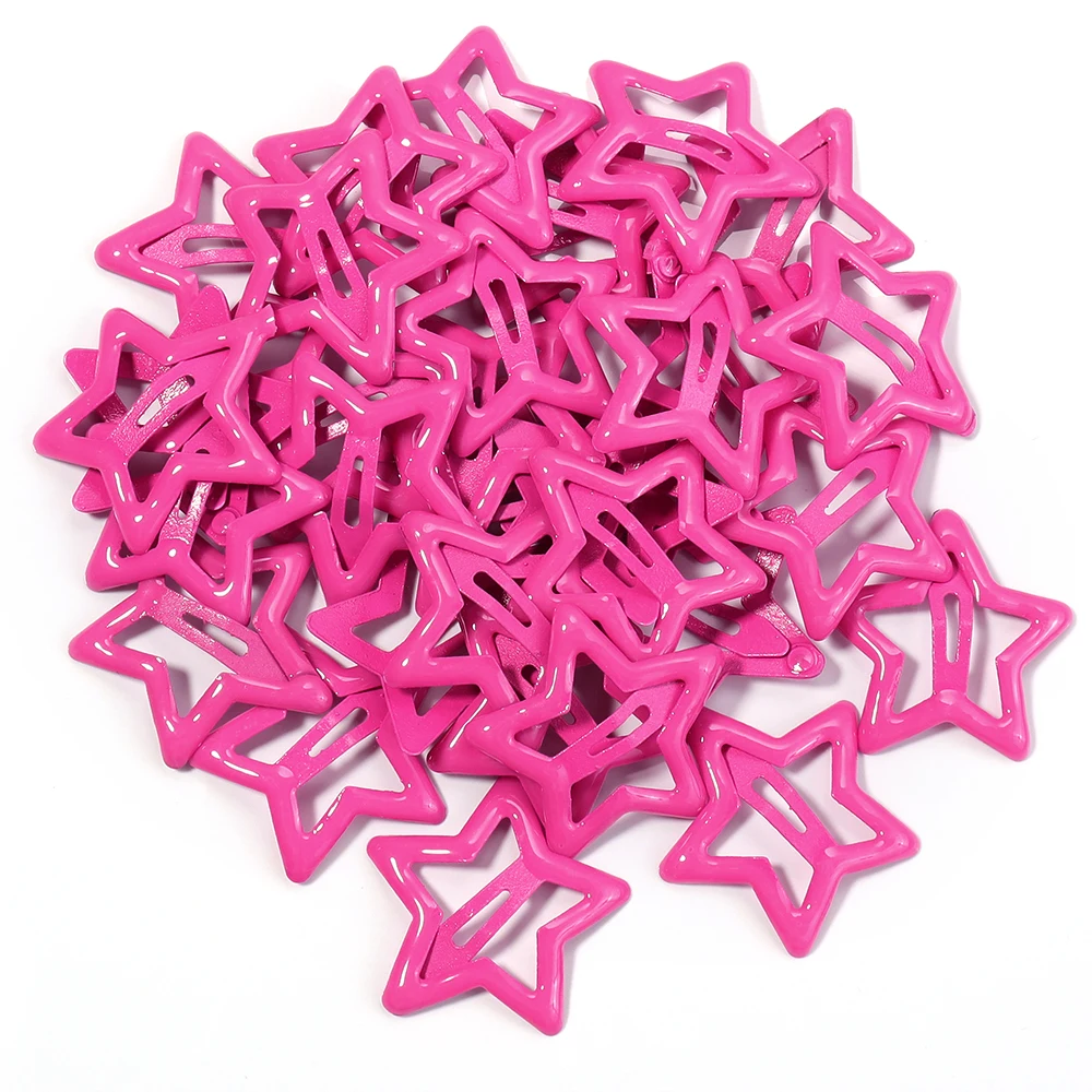 50pcs/lot Y2K Star BB Hair Clips Metal Colored Pentagram Snap Hairpins Barrette For DIY Girls Headwear Hairclip Hair Accessories