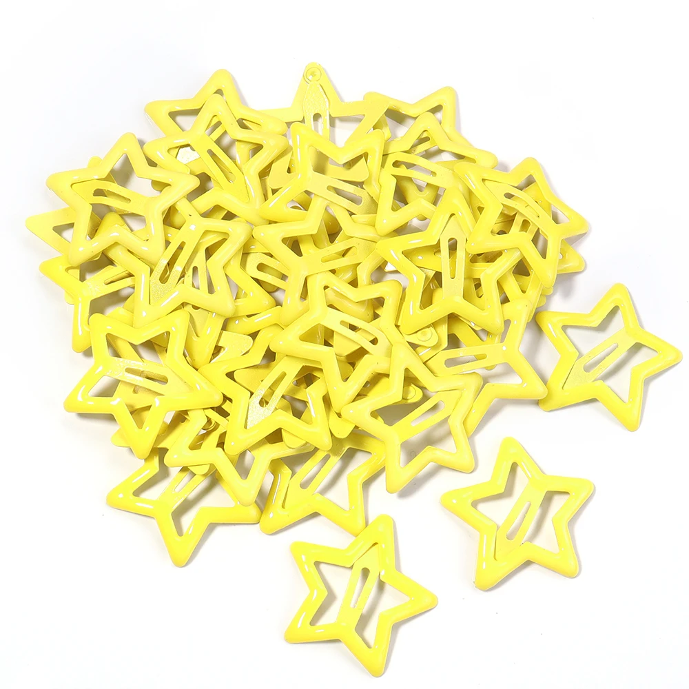 50pcs/lot Y2K Star BB Hair Clips Metal Colored Pentagram Snap Hairpins Barrette For DIY Girls Headwear Hairclip Hair Accessories