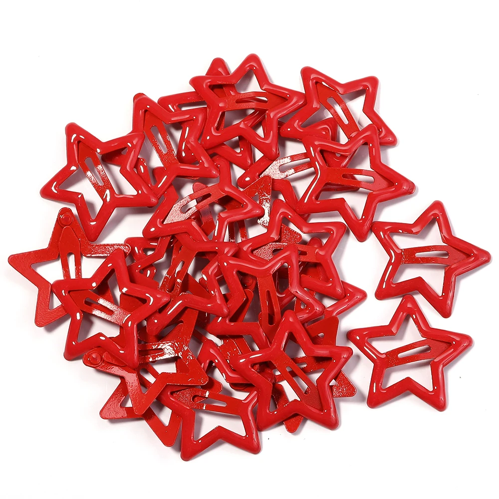 50pcs/lot Y2K Star BB Hair Clips Metal Colored Pentagram Snap Hairpins Barrette For DIY Girls Headwear Hairclip Hair Accessories