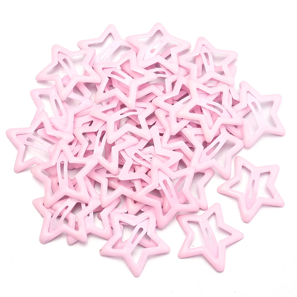 50pcs/lot Y2K Star BB Hair Clips Metal Colored Pentagram Snap Hairpins Barrette For DIY Girls Headwear Hairclip Hair Accessories
