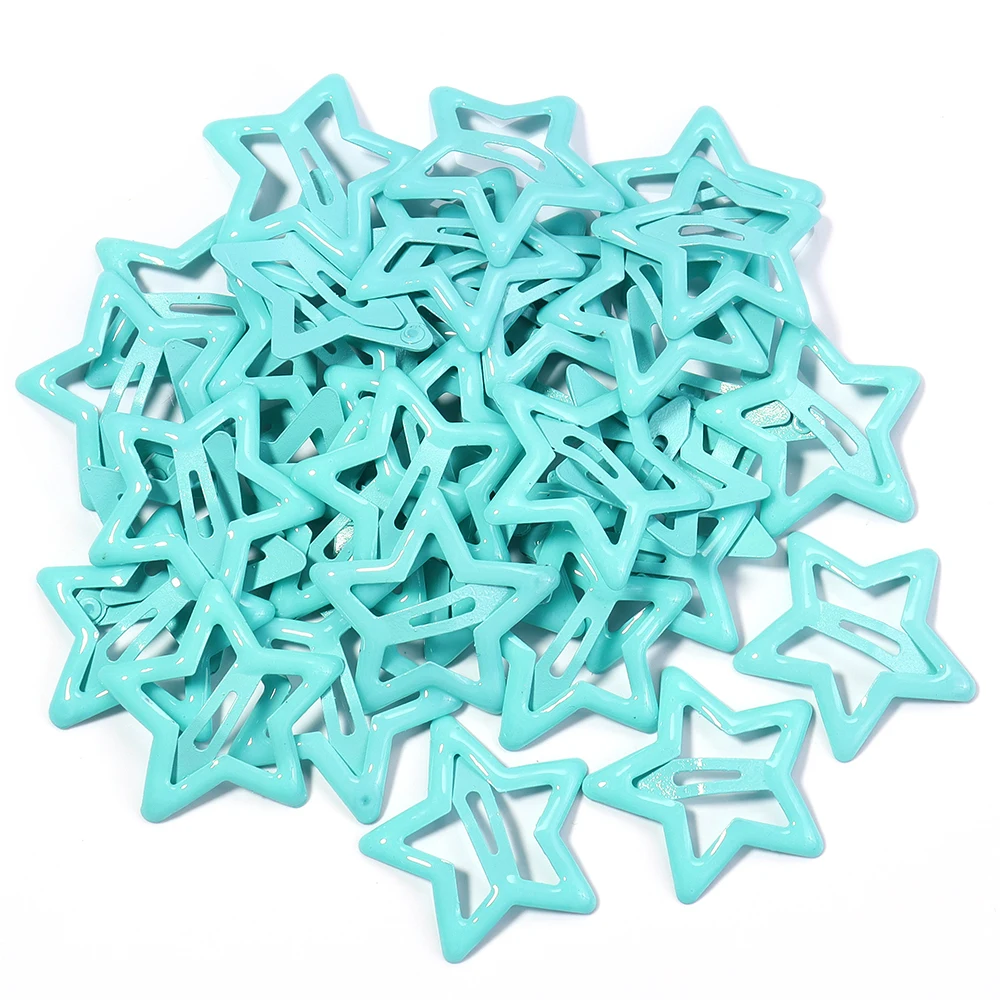 50pcs/lot Y2K Star BB Hair Clips Metal Colored Pentagram Snap Hairpins Barrette For DIY Girls Headwear Hairclip Hair Accessories
