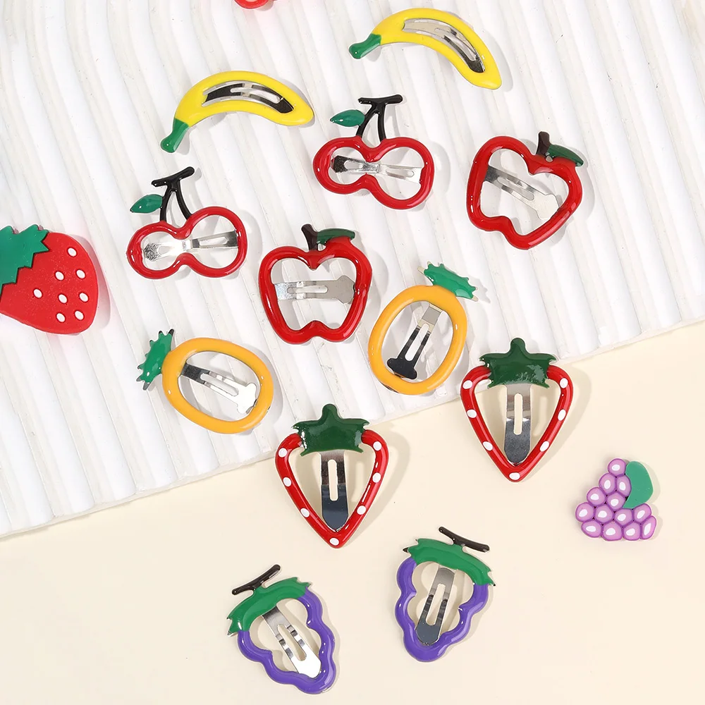 10Pcs/set Hot Cute Girls Hair Accessories Fruit BB Hair Clips Side Strawberry Hairpin Children Daily Styling Boutique Headwear