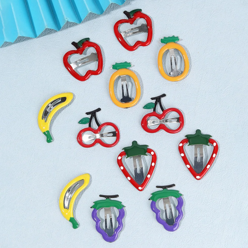 10Pcs/set Hot Cute Girls Hair Accessories Fruit BB Hair Clips Side Strawberry Hairpin Children Daily Styling Boutique Headwear
