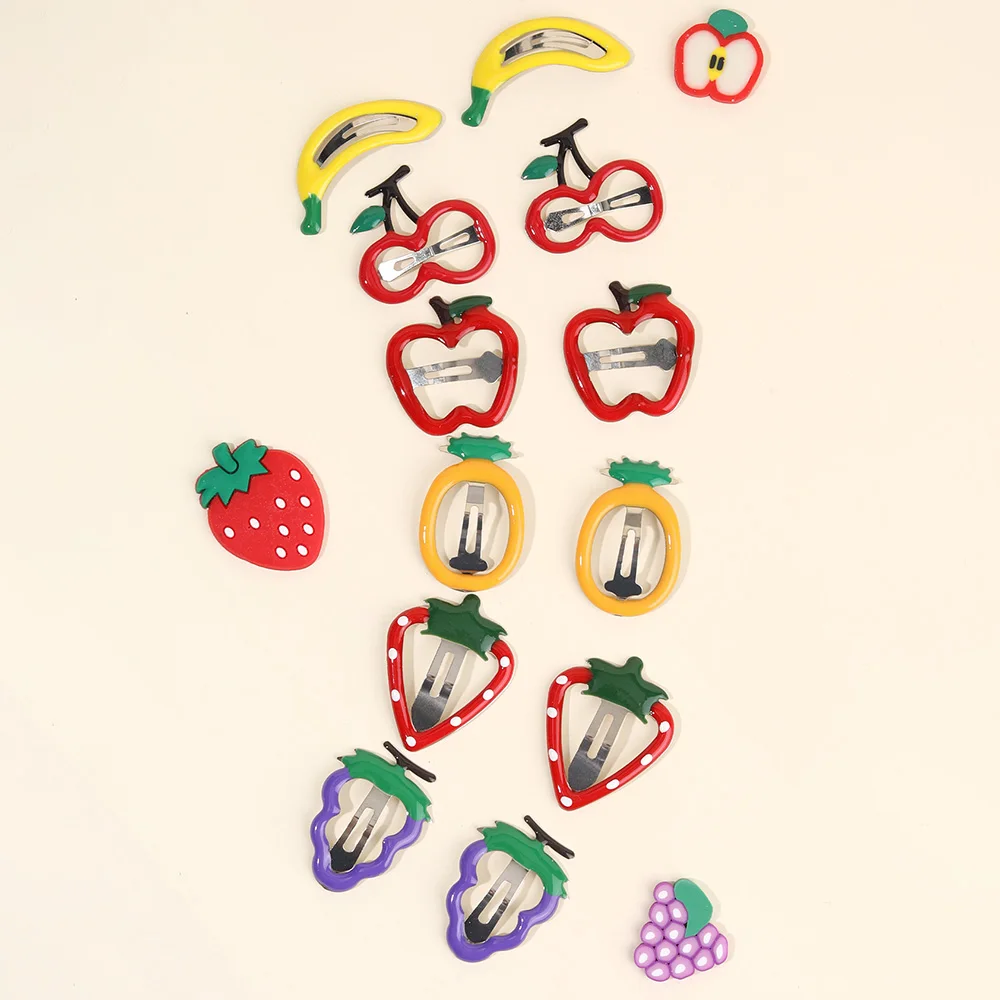 10Pcs/set Hot Cute Girls Hair Accessories Fruit BB Hair Clips Side Strawberry Hairpin Children Daily Styling Boutique Headwear